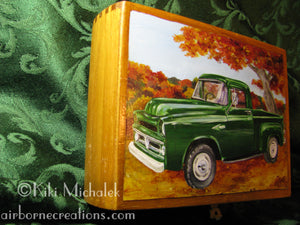 Autumn Green Original painting on cigar box