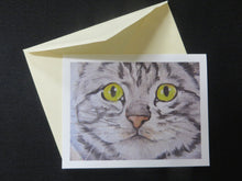 Load image into Gallery viewer, Grey Cats Stare Note Card
