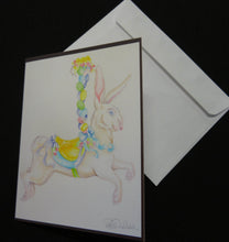 Load image into Gallery viewer, Hopping Bunny carousel Note Card

