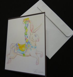 Hopping Bunny carousel Note Card