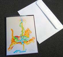 Load image into Gallery viewer, Playful Cat Carousel Note Card

