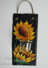 Load image into Gallery viewer, Slate Votive Candle Holder, Sunflowers
